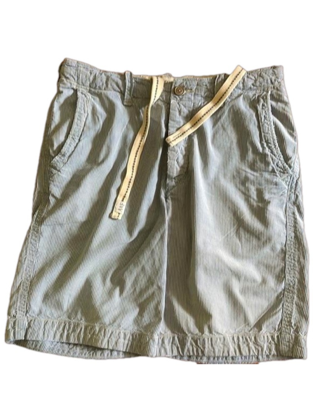 Abercrombie & Fitch Blue White Pinstripe Shorts High Rise Button Fly 32 - Picture 2 of 9